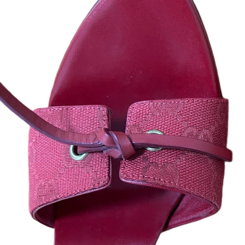 GUCCI RED STILETTO SANDALS SIZE 8 1/2 B - Picture 8 of 16